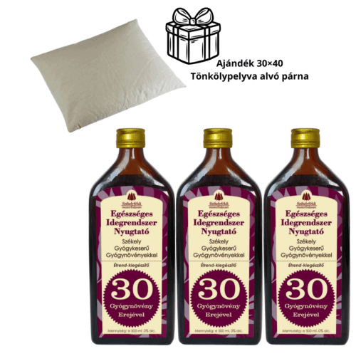 3 darab Egészséges Idegrendszer Nyugtató Székely Gyógykeserű – 500ml - Ajándék 30x40 Tönkölypelyva alvó párna